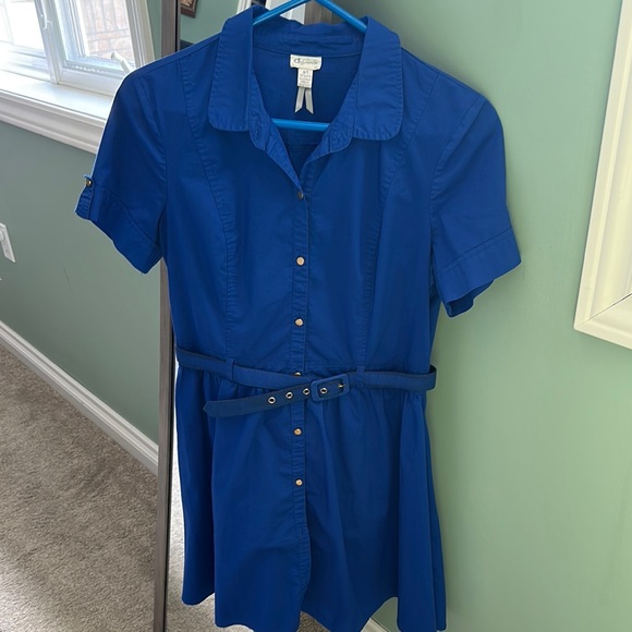 Dynamite Royal Blue Shirt Dress - Picture 1 of 6
